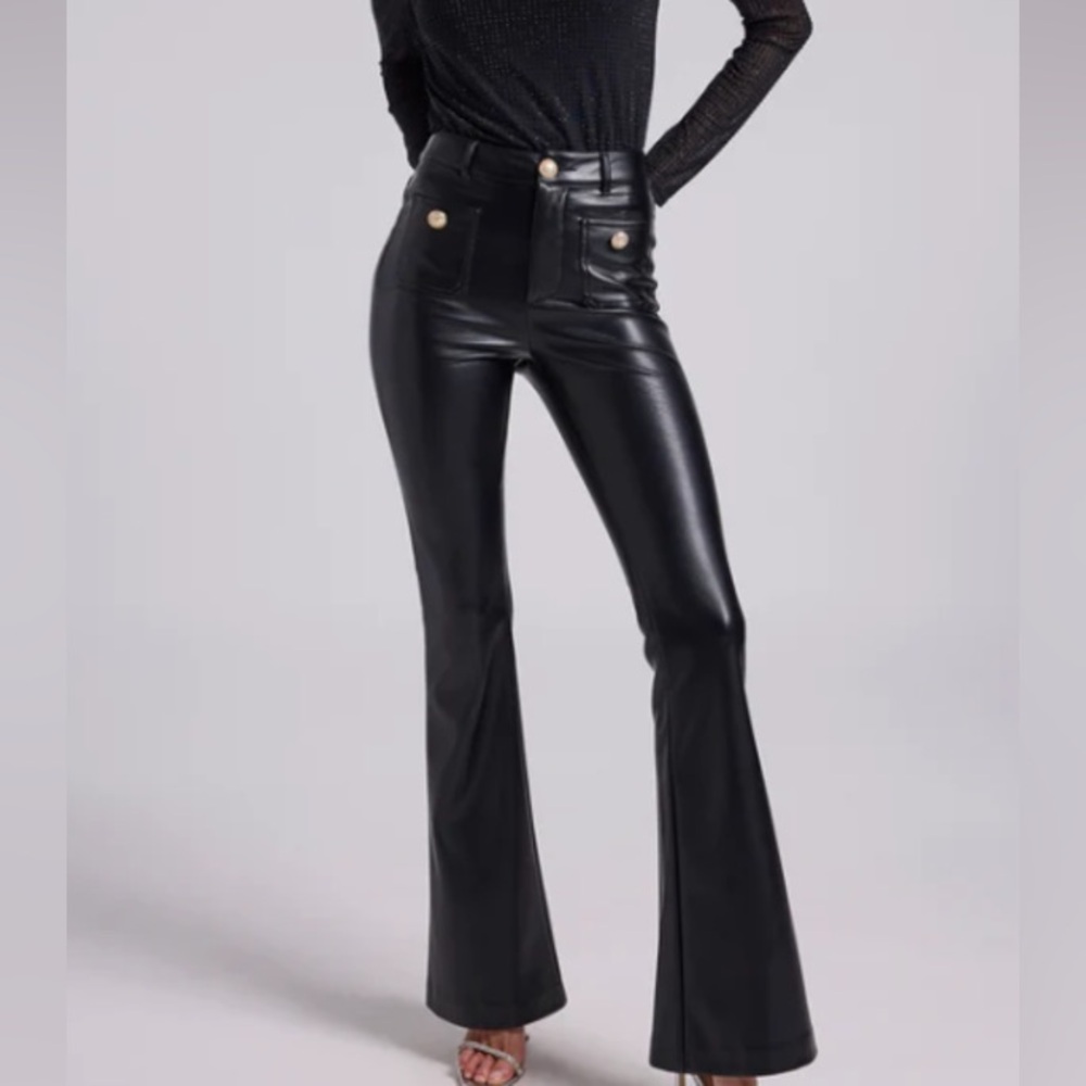 GENERATION LOVE Pants Danica Vegan Faux Leather Flared Trouser Black